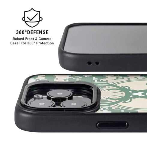 NBA Milwaukee Bucks Camo Digi iPhone 15 Pro Kickstand Case